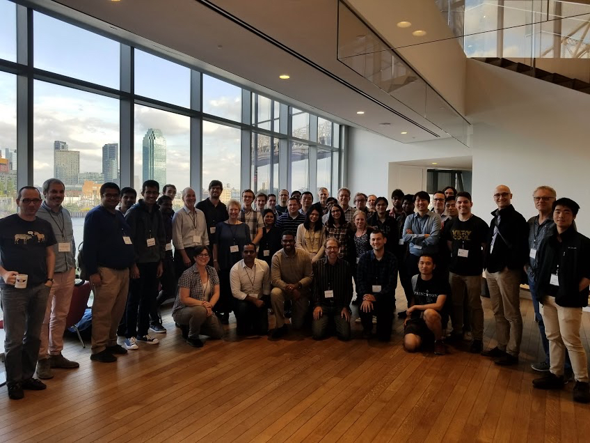 Attendees gathered for a group photo at the Reception on October 3rd, 2018 at Cornell Tech in the late afternoon.